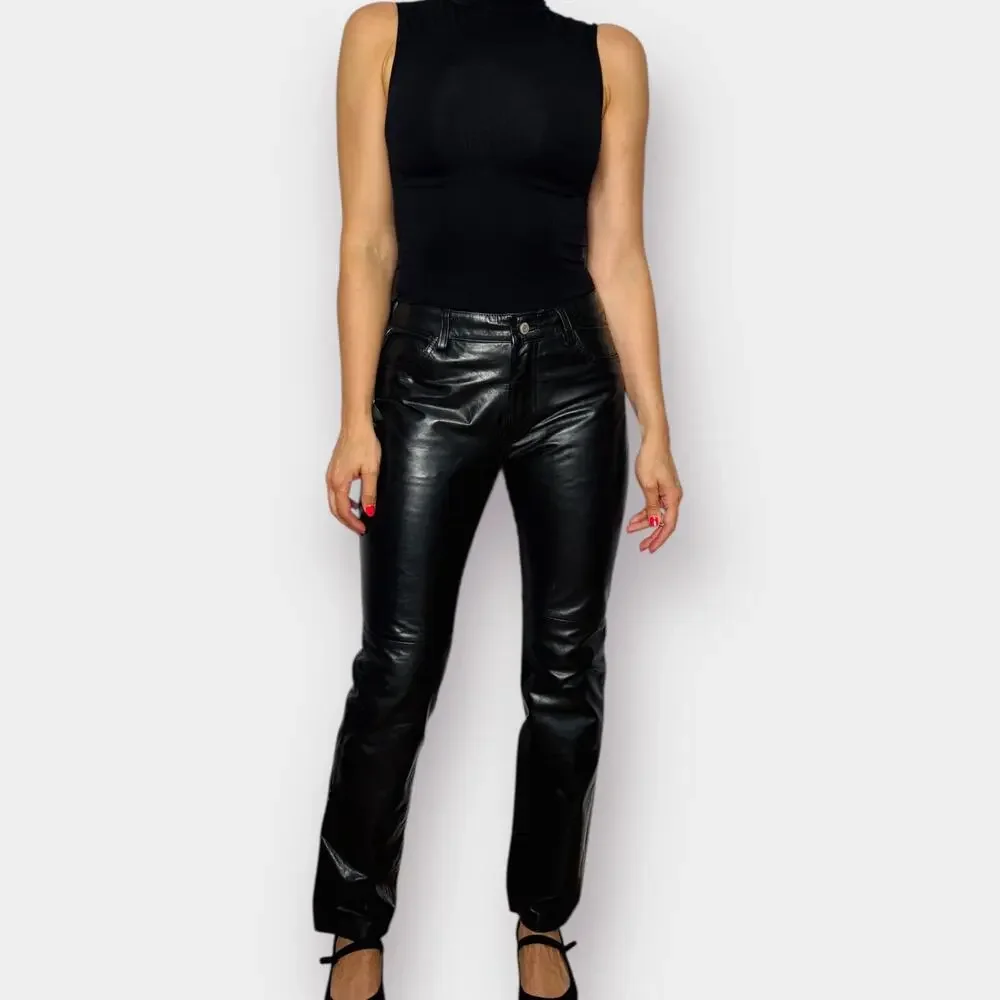 Y2K GAP Black Leather Bootcut Pants‎